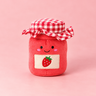 Strawberry Jam enrichment toy: a soft plush toy with four strawberries and a red gingham lid